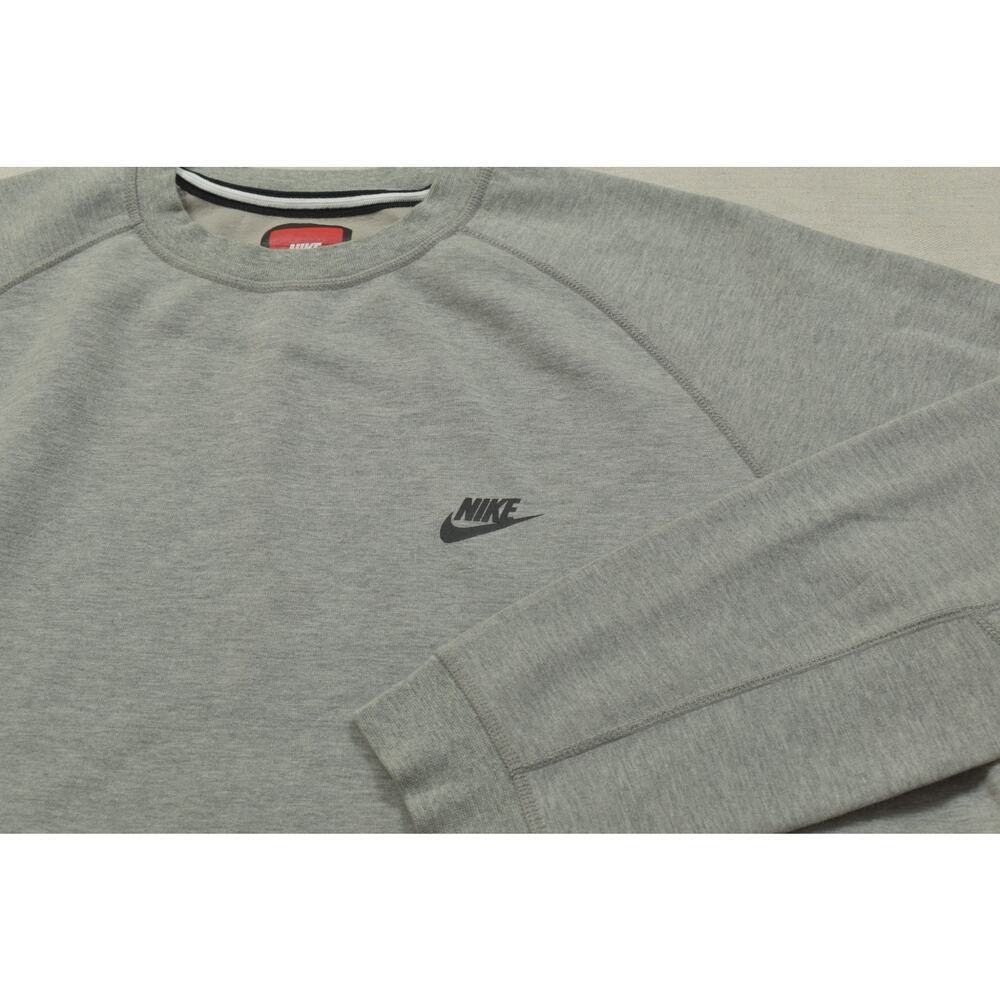 Nike Men's XXL Grey Tech Fleece Crewneck Sweatshirt Raglan Sleeve Front Kangaroo - Picture 7 of 8